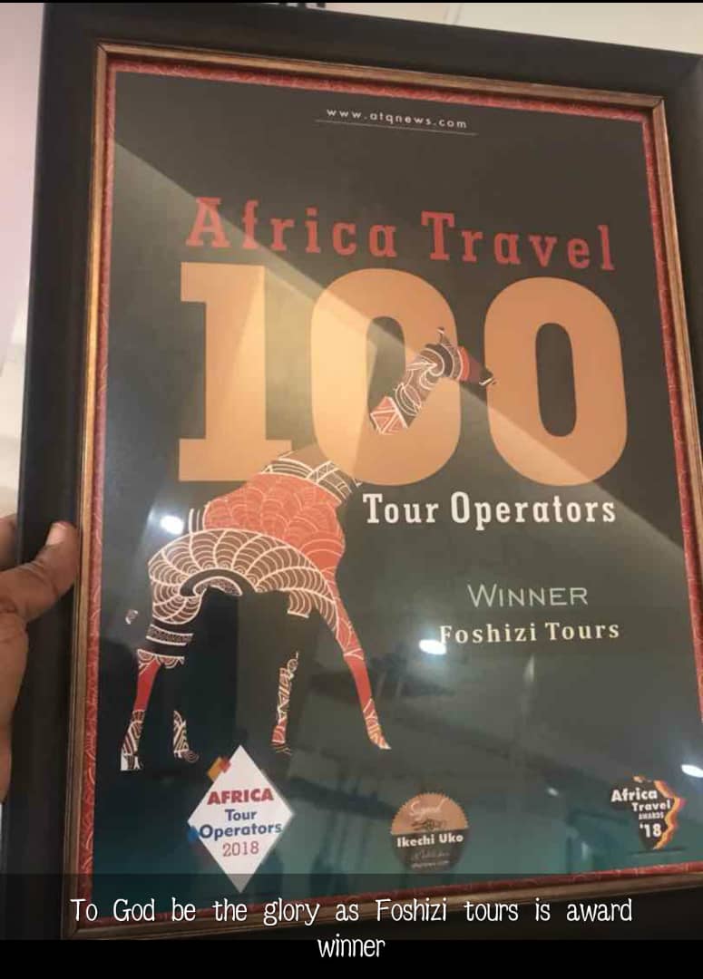 The Managing Director of Foshizi Tours, Mrs. Olanrewaju Ife recieving the Award for Africa Travel 100 Tour Operators on behalf Of The Company at the 14th Akwaaba Summit (Africa Travel Market) in Lagos, Nigeria. @akwaabaaftm 
#FoshiziTours #akwaaba #Awardwinner.