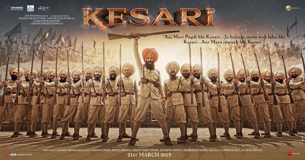 akshaykumar's tweet photo. On #SaragarhiDay, here’s the first look of #KESARI - our humble tribute to the martyrs of Saragarhi! 
“Aaj meri pagdi bhi Kesari...Jo  bahega mera woh lahu bhi Kesari... Aur mera jawaab bhi Kesari.” https://t.co/3ATnT55889
