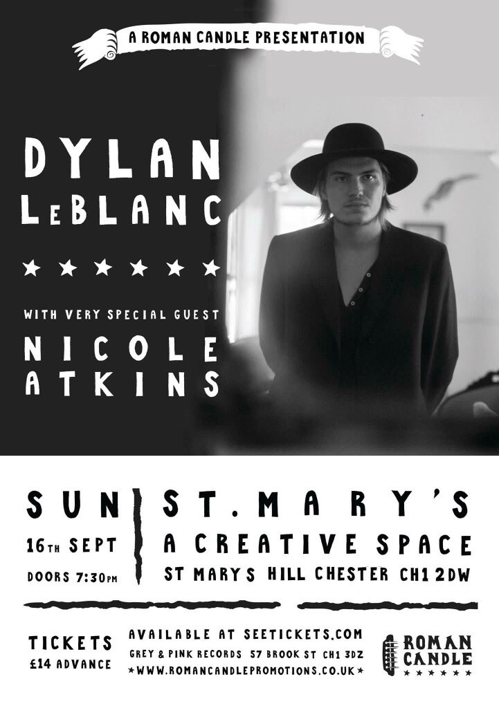Grey n Pink Records (@greynpinkrecord) on Twitter photo Coming up this Sunday: Roman Candle presents Dylan LeBlanc with very special guest Nicole Atkins at St Mary’s Creative Space. Tickets available in the shop... <a href="/RC_Promotions/">Roman Candle</a> <a href="/CreativeMarys/">StMarysCreativeSpace</a> Coming up this Sunday: Roman Candle presents Dylan LeBlanc with very special guest Nicole Atkins at St Mary’s Creative Space. Tickets available in the shop... <a href="/RC_Promotions/">Roman Candle</a> <a href="/CreativeMarys/">StMarysCreativeSpace</a>