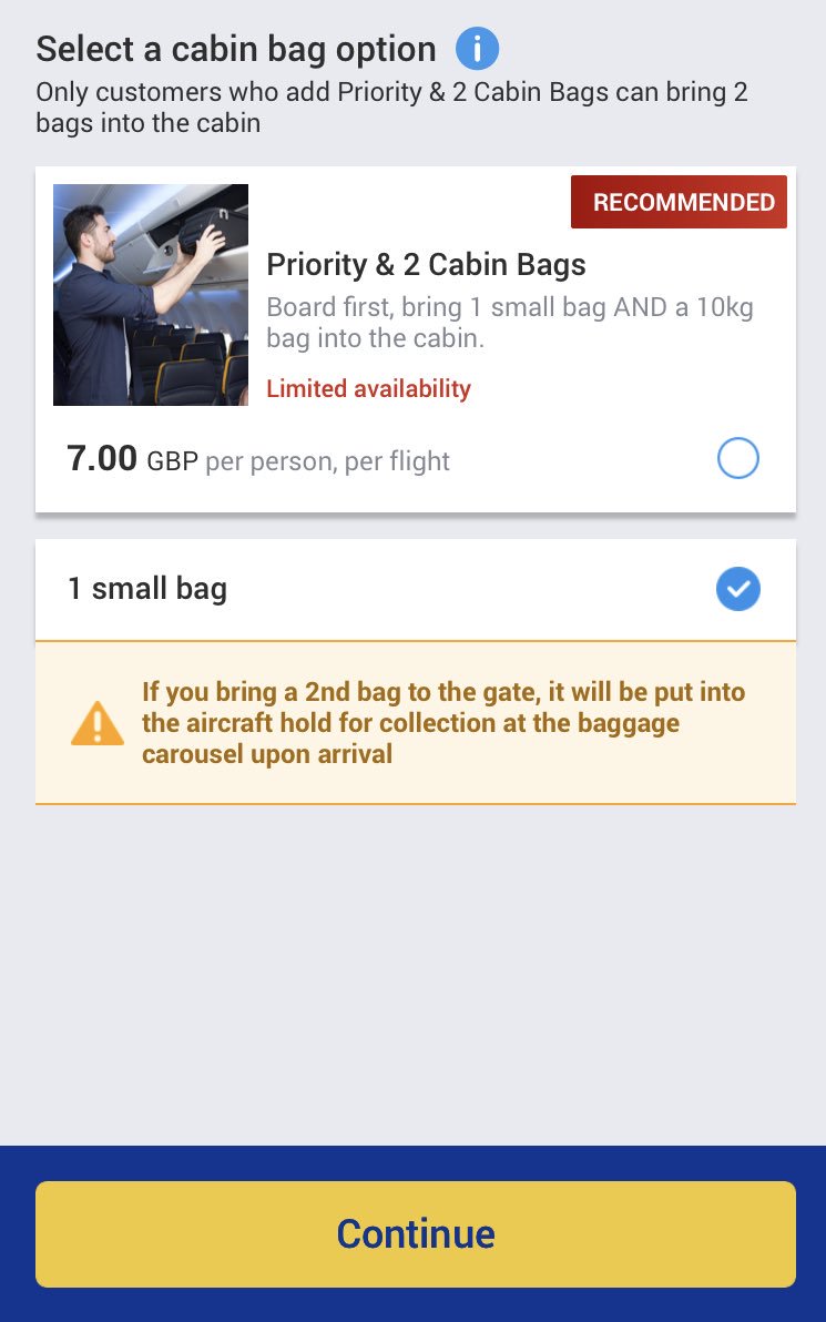 1 small bag on board