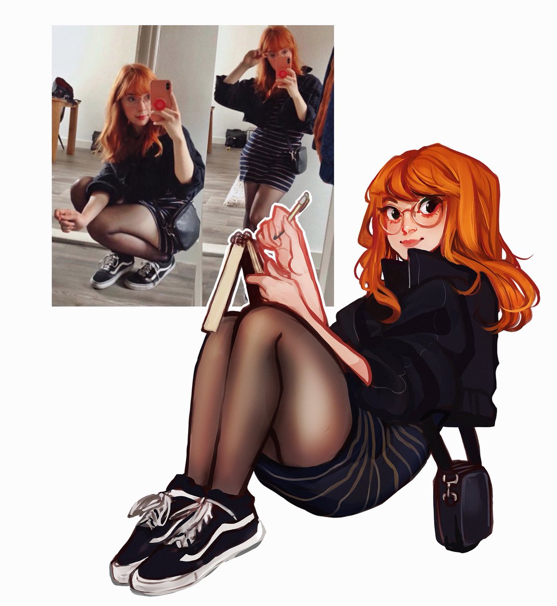 Cyarine's tweet photo. New ootd to warm up again! Also literally cause I wore this on a cold ish day and im STOKED for fall weather 🍂 https://t.co/CpQQhfWEqq