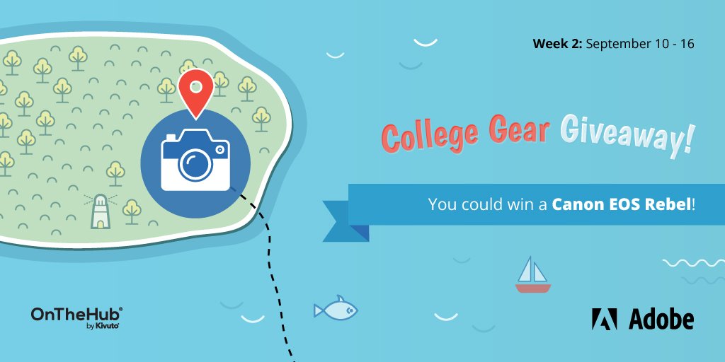 It's <a href="/Adobe/">Adobe</a> week of the <a href="/OnTheHub/">OnTheHub</a> College Gear Giveaway! Make sure you enter for your chance to win this weeks prize of a wicked <a href="/CanonUSAimaging/">Canon USA Corp.</a> SLR camera! onthehub.com/contests #giveaway #BacktoSchool #somanyhashtags