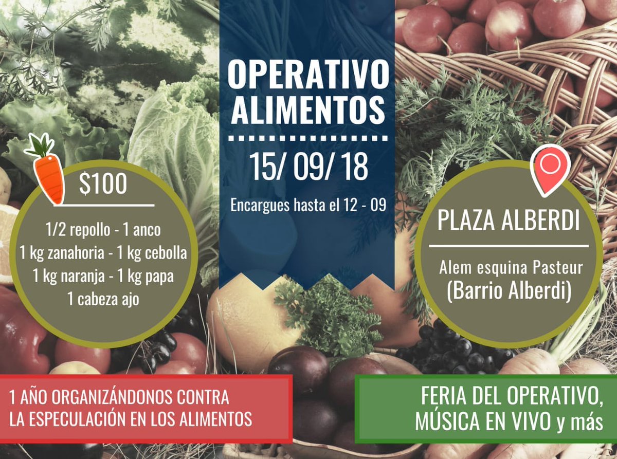 Espacio_UNRC's tweet photo. Operativo Alimentos! 

Preventa en FURC 

El 15/9 lo retiras en la plaza Alberdi https://t.co/Cs0bie6I0t