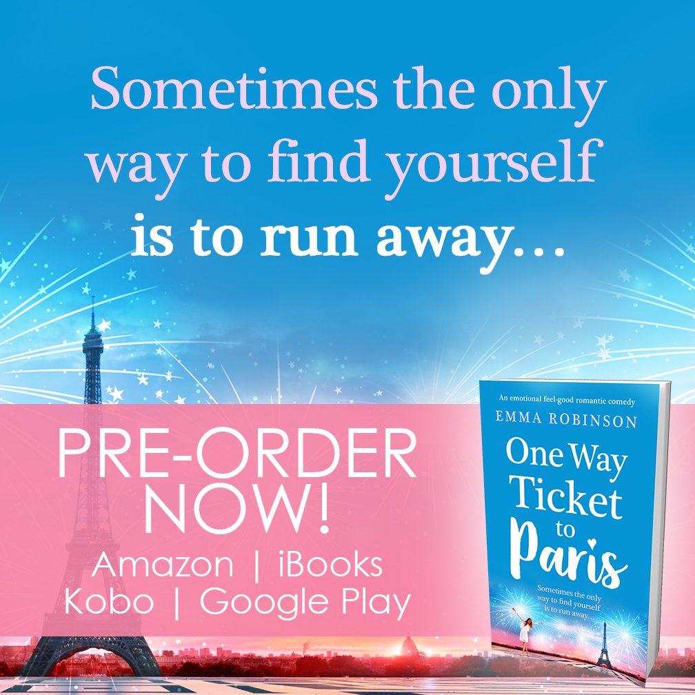 bookouture's tweet photo. Oooh la la! 
SO FLIPPING EXCITED today to reveal the cover and description of One Way Ticket to Paris: An emotional feel good romantic comedy by @emmarobinsonuk
Out on 31st October but available to pre-order right here and now: https://t.co/BwuaV9XoyL https://t.co/Q0z6MPFsGt
