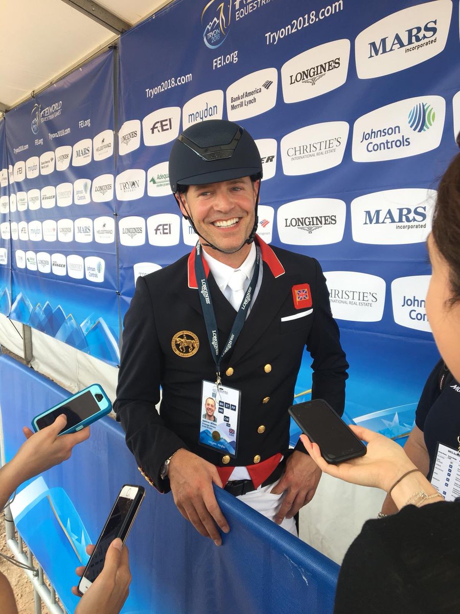 “He felt amazing, really good! I didn’t mind going first [for the team] and knew it was important to get a good mark for the team to build on so I’m glad I did my job.” <a href="/SpennyWilton/">Spencer Wilton</a> after getting @TeamGBR dressage off to a flying start with 74.581% on Super Nova II at Tryon2018