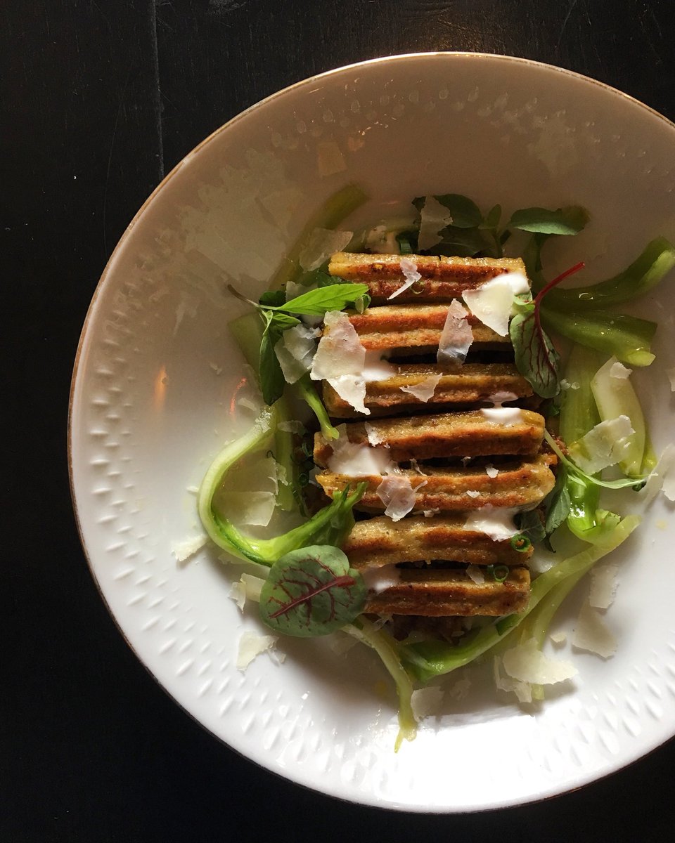 Venison ragu, corn dumplings, puntarelle and sour cream. ALSO half-priced bottles of #canadian #wine today! #boralia #59ossington #WineWednesday