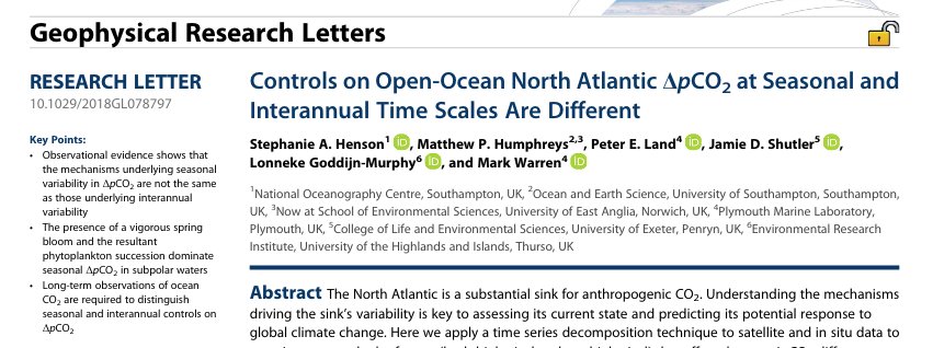 our new paper on carbon dioxide in the North Altantic is now out. thanks to @NERCscience for funding the research! @StephAHenson @NOCnews @UofE_Research @UoExeterCGES @PlymouthMarine @ThinkUHI