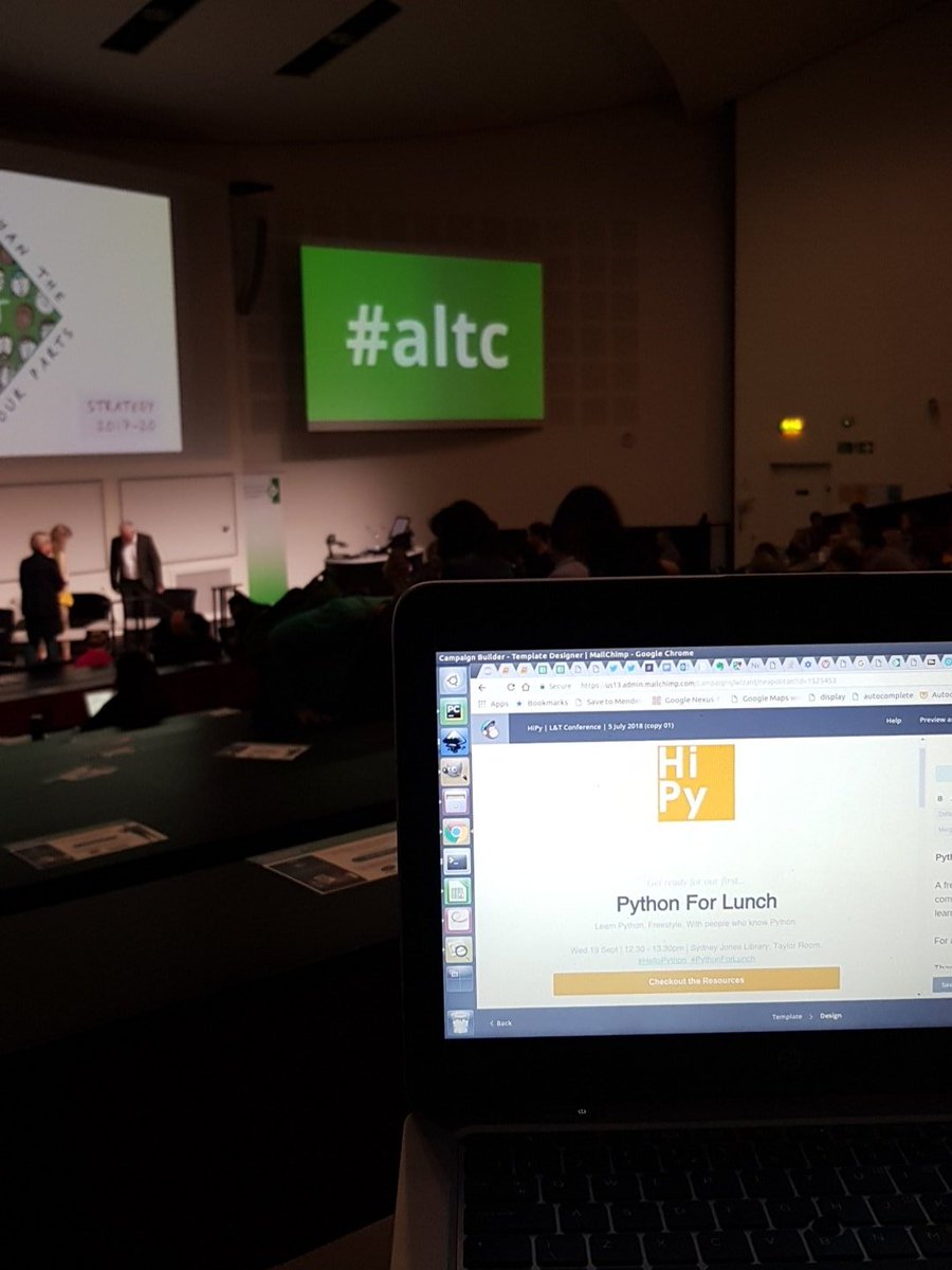 hipyliv's tweet image. Preparing #PythonForLunch mailshot while at #altc conference.