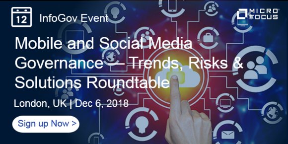 Dr_Proj's tweet photo. Join @MicroFocusIMG for an #InfoGov Roundtable in London on 6th Dec. Learn how archiving #mobile and social media content can reduce risks. Get up to speed on #FINRA #MIFIDII #GDPR. Register now:  https://t.co/kCQjy8hShZ #TeamMicroFocus https://t.co/TVkLgtOURE