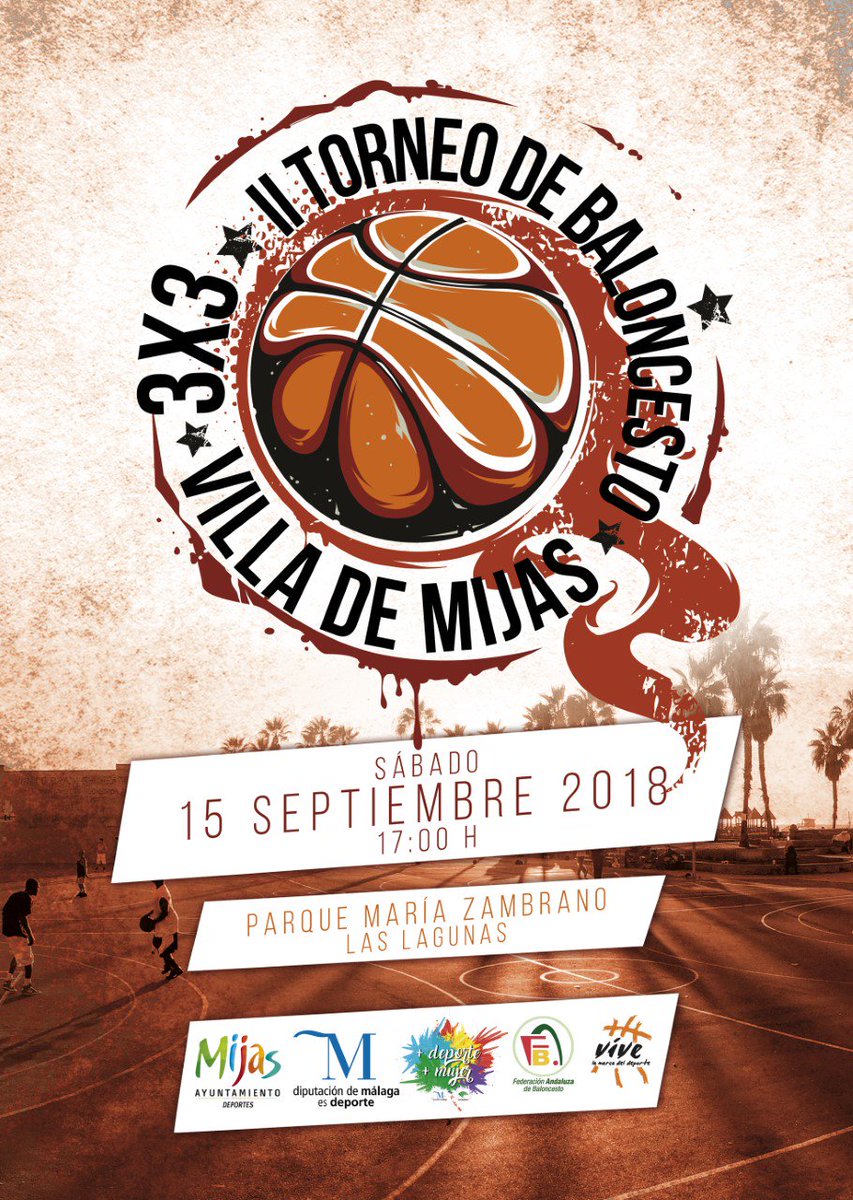 Presentación del II Torneo de Baloncesto 3x3 Villa de Mijas. Será el sábado 15 a las 17.00h en el Parque María Zambrano, Las Lagunas. Inscripciones online en el siguiente enlace docs.google.com/forms/d/e/1FAI…