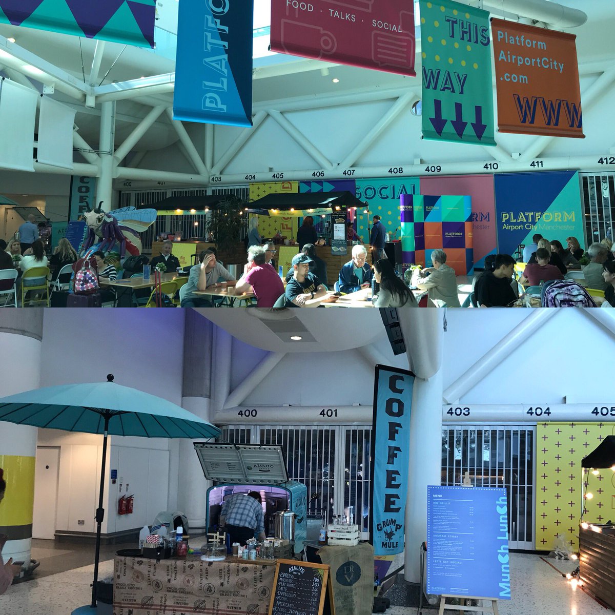 Busy day with foreign students arriving <a href="/MCRairportSthPi/">MCR Airport South Pi</a> making most of <a href="/ACMPlatform/">Platform Airport City</a> eating @SonTam Thai food &amp; <a href="/BigGrillieStyle/">BigGrillieStyle</a>