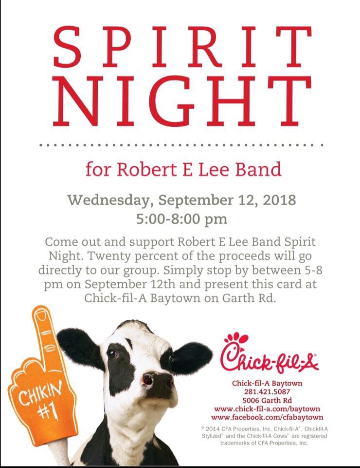 Come support the band tonight at Chick Fil A!
