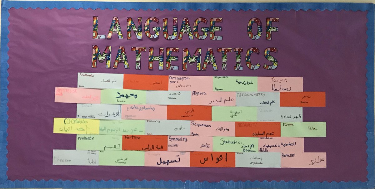 ReptonDXBMaths's tweet photo. Year 7 spent some time this week considering some of the best maths words they knew and translated them into Arabic with the help of Ms Estebanez. @ReptonDXBArabic #ReptonDXBEmirati https://t.co/QI9olIZRKZ