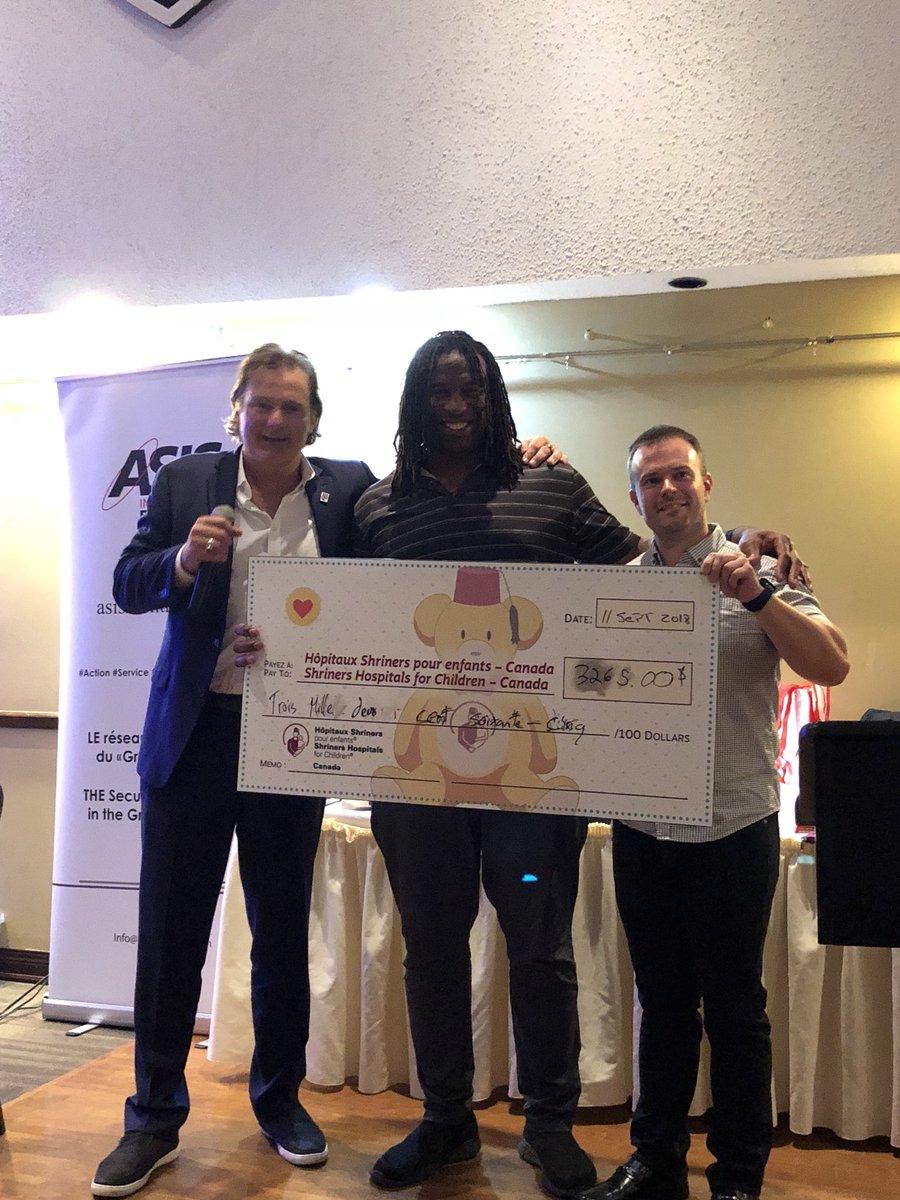 GeorgesLaraque's tweet photo. Thanks to @asismontreal for the fundraiser last night for the @ShrinersCanada! Merci à Asis Montréal pour la levée de fond hier soir pour les hôpitaux Shriners! https://t.co/RoVgmhl4o2