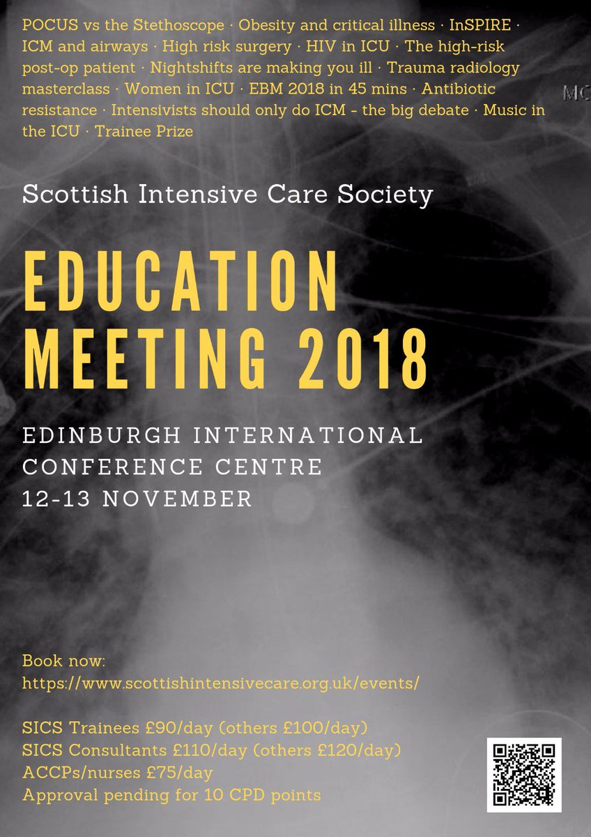 SICStrainees's tweet photo. https://t.co/rJK9ZEXKNs
Direct link for online booking of upcoming SICS education meeting. Looks set to be a corker. Get your bookings in early so as not to miss out! https://t.co/mrPBc1svH0