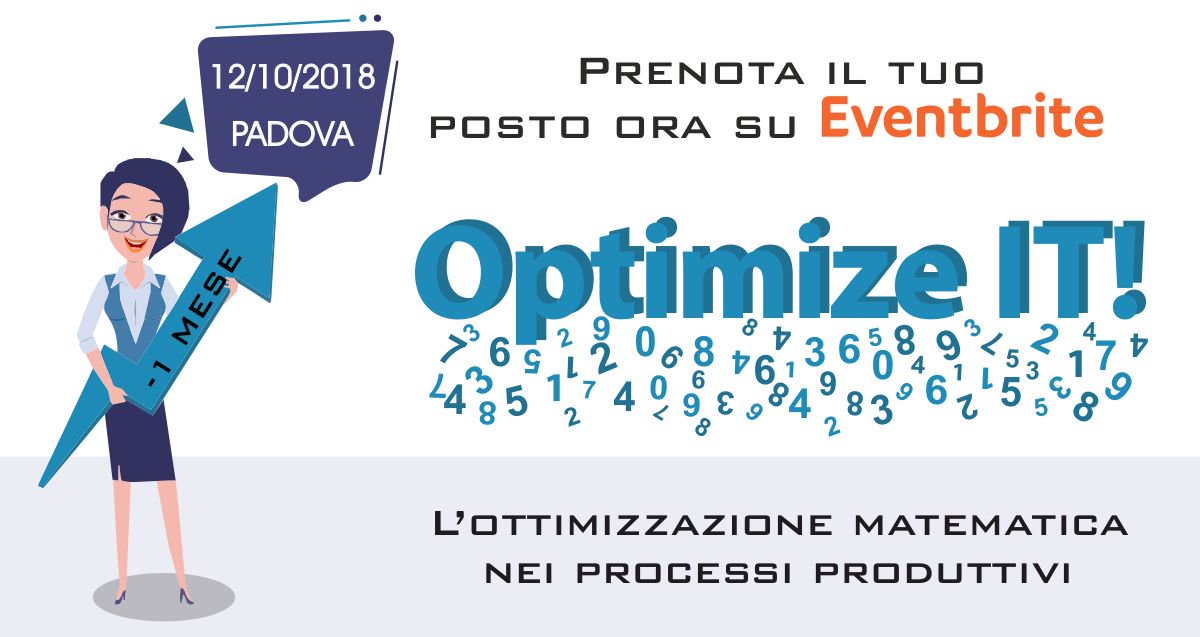 MBMItalia's tweet photo. @OPTIMIZEIT1 ! L'ottimizzazione matematica nei processi produttivi si terrà a #Padova venerdì 12 ottobre dalle 14:00 alle 18:00. Troviamo le migliori soluzioni alle problematiche relative al #planning &amp; #scheduling della #produzione!
REGISTRATI ORA: https://t.co/lvZKqdPoln https://t.co/iOJbjd0YKZ