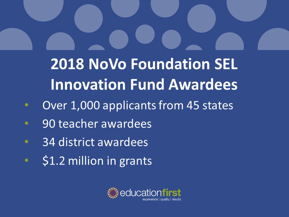 ed1stconsulting's tweet photo. Congratulations to the 2018 awardees of the @NoVoFoundation #SEL Innovation Fund: https://t.co/gjBCywnPtX https://t.co/V3KGKCLgX7