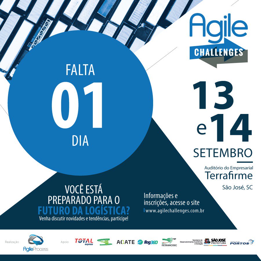 agile_process's tweet image. É AMANHÃ!
O Agile Challenges vai reunir muito networking e discussões sobre as tendências e o futuro da logística!
Mais informações e ingressos: agilechallenges.com.br/?rdst_srcid=14…