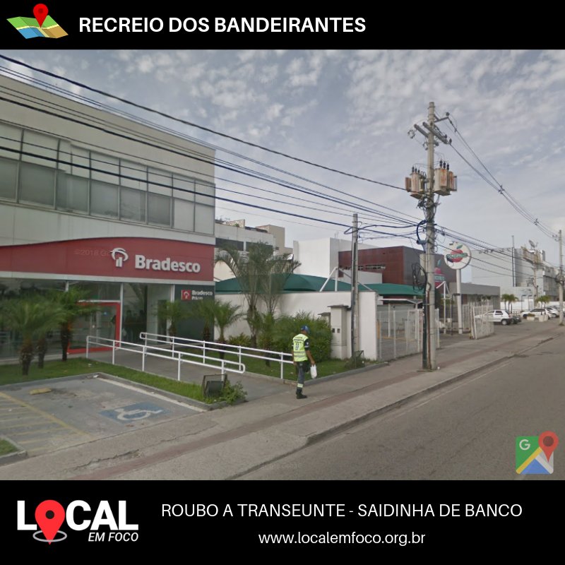 Local_EmFoco's tweet image. 🚨 Saidinha de banco no Recreio

* Dois elementos de moto assaltaram uma pessoa na porta do Bradesco, ao lado do Paris Café, no Recreio. A vítima tinha acabado de sair do Caixa eletrônico.

⚠️Av. das Américas - Recreio
11/09 20h30

#LocalEmFoco #Recreio