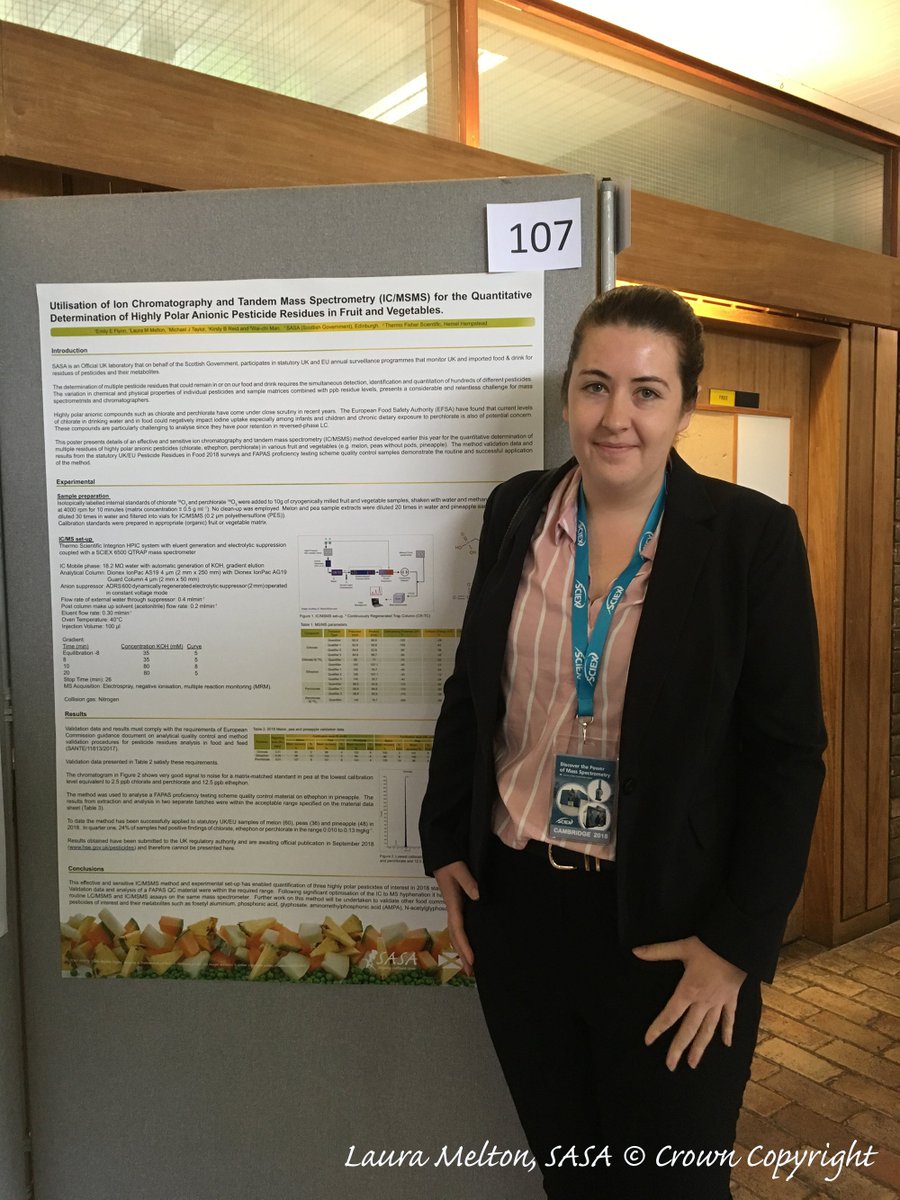 ScotGovSASA's tweet photo. #SASAChemistry's Emily Flynn and Laura Melton attending BMSS 2018 Conference, Cambridge - Poster on ICMS/MS analysis of polar pesticides #bmss2018 #chemistrybranch #pesticides #massspectrometry #ionchromatography https://t.co/QCMI3DY7KB