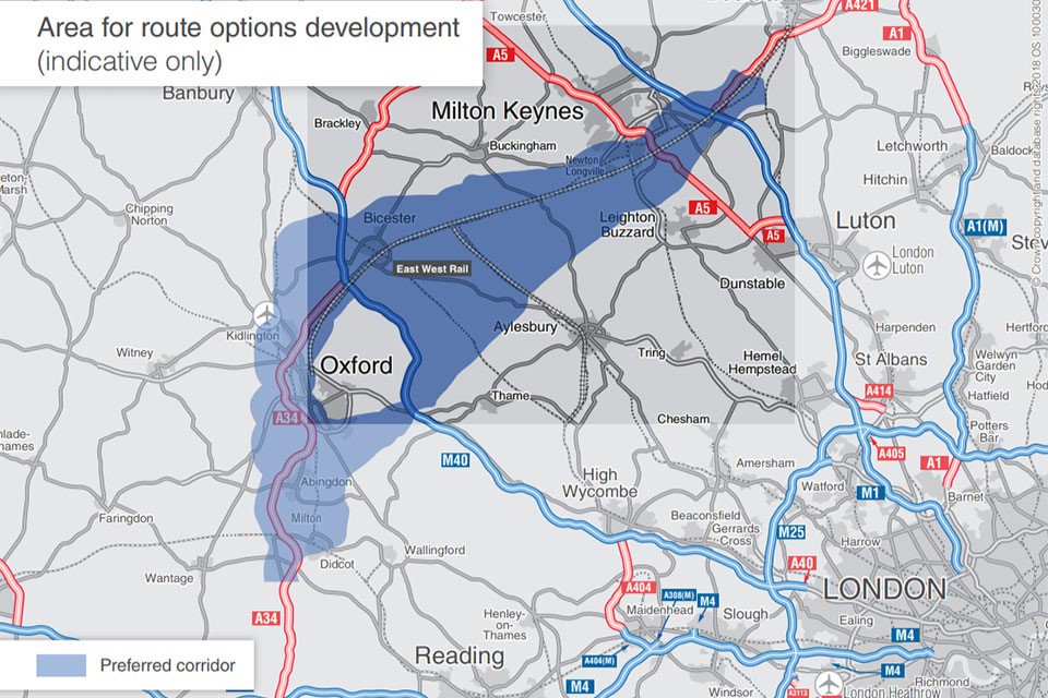 As anticipated Government have  chosen Corridor B for the Oxford to Cambridge Expressway gov.uk/government/new…