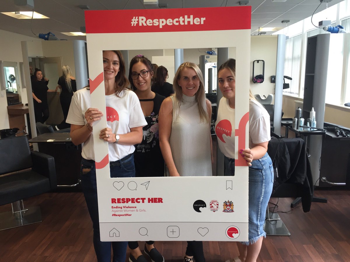 WiganWarriorsRL's tweet photo. A huge thanks to @ToniWigan 
@WellbeingWigan &amp; The Nail Lodge Wigan for helping @WiganWarriorsCF create a pamper day for local women who've suffered domestic abuse, helping them on the road to recovery, all part of our #RespectHer campaign! https://t.co/0AFu7qtM61