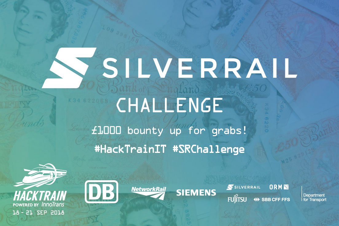 hackpartners's tweet image. SilverRail are rewarding a lucky team £1000 if they are able to solve their challenge at HackTrain InnoTrans! Will your team be the one to win the £1000 bounty? RSVP now for the launch at hack.partners/innotrans #HackTrainIT #HackTrain #HackTheRails