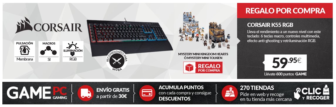 VideojuegosGAME's tweet image. Si te compras un teclado #K55 de @CorsairSpain te regalamos una figura #Mystery. ¿Qué te deparará la suerte? ¡SUBE FOTO LUEGO! 📸
#PCGaming #SomosGAMERS

game.es/OFERTAS/PACK/P…