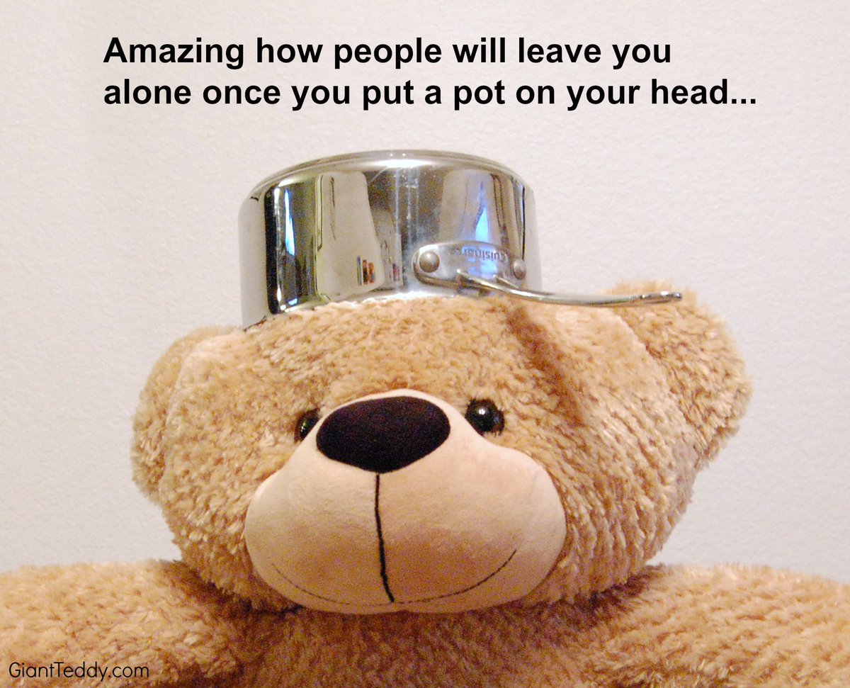 GiantTeddy's tweet photo. I like to be quirky...and bonus, nobody asks me to do much once I start wearing a pot on my head ;p 
#WednesdayWisdom #whackywednesday #bewhoyouare https://t.co/ps2ccMurHp