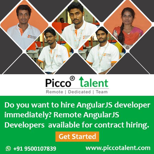 TalentPicco's tweet image. #AngularJS_Developers available immediately for remote hiring for short term project needs and short term requirements. For more information, visit@ goo.gl/GM69GR