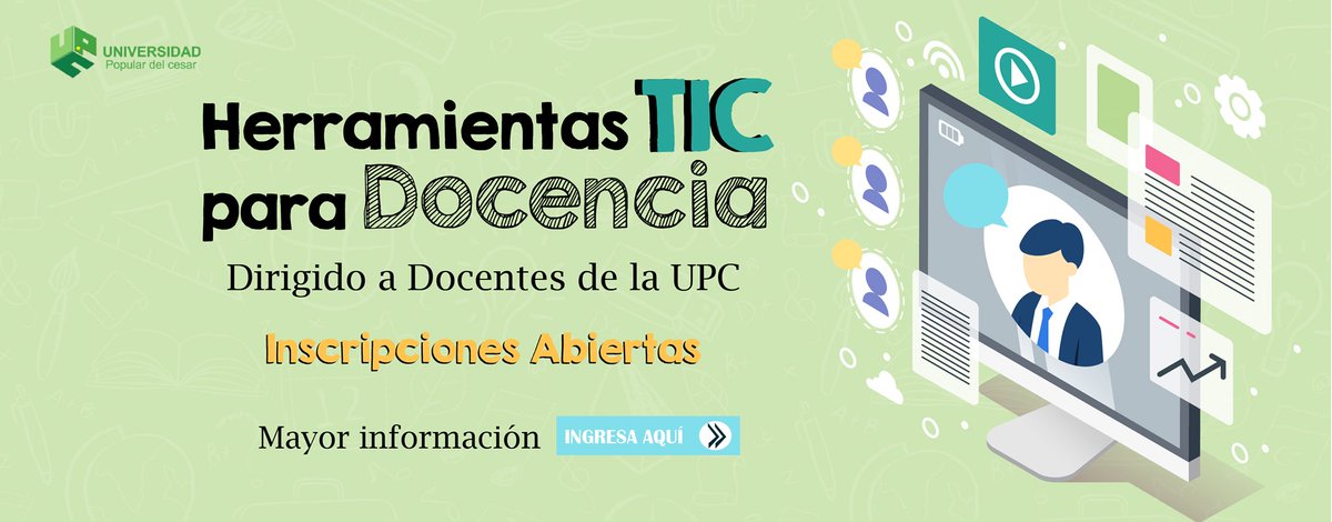 CEFONTEV's tweet photo. Atención Docentes de @UniPopularCesar , se encuentran abiertas las inscripciones a la capacitación “Herramientas TIC para Docencia” no dejen pasar esta oportunidad, inscripciones aquí https://t.co/xuM83326m9 https://t.co/7M5KGjBPl8