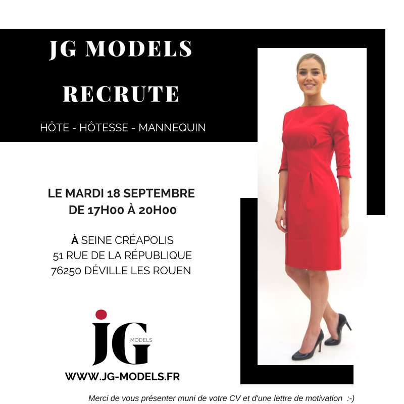 JGModels's tweet image. #ROUEN
JG Models organise son Casting de Rentrée le 18 Septembre prochain dans nos Locaux à Rouen! 
Hôtes, Hôtesses et Mannequins venez intégrer notre Agence et participer ainsi à tous les Événements de votre Région! 
#hotes #hotesses #mannequins #jgmodels #normandie