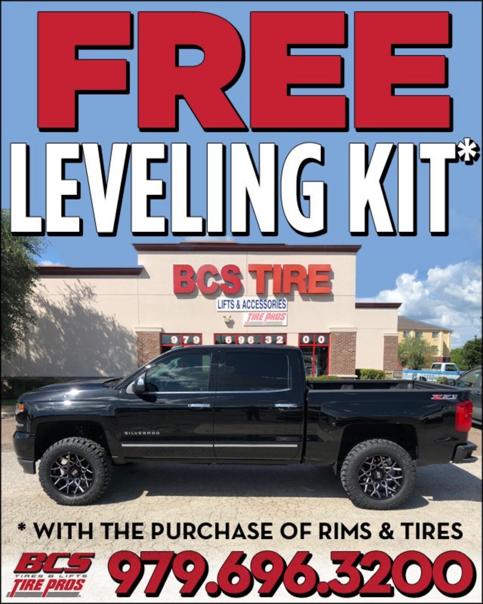 We're offering a free leveling kit with the purchase of rims and tires. This is a limited time offer, so don't let it pass you by!