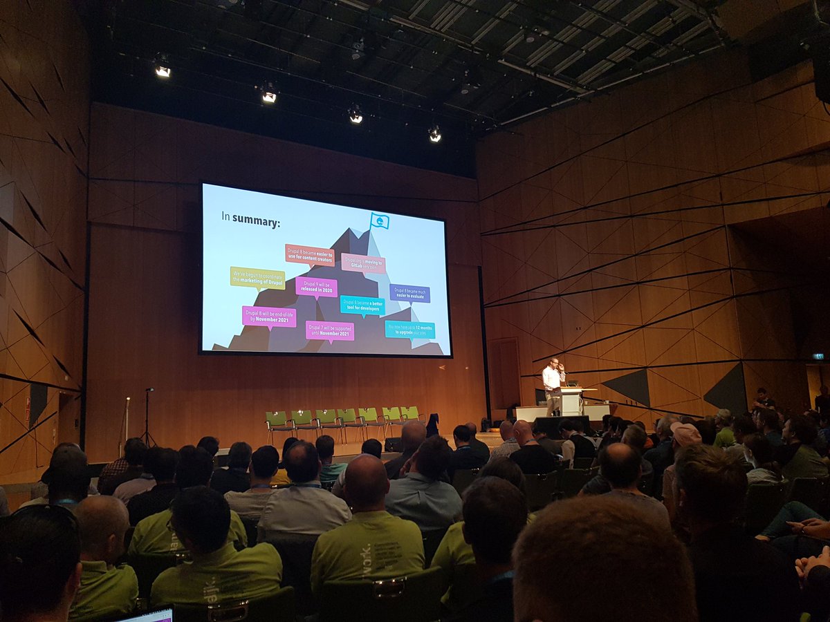 JuhaKaronen's tweet image. The roadmap and #StateOfDrupal by @Dries at #DrupalEurope shows again that #Drupal is a healthy and forward looking platform that also has a vibrant community support.