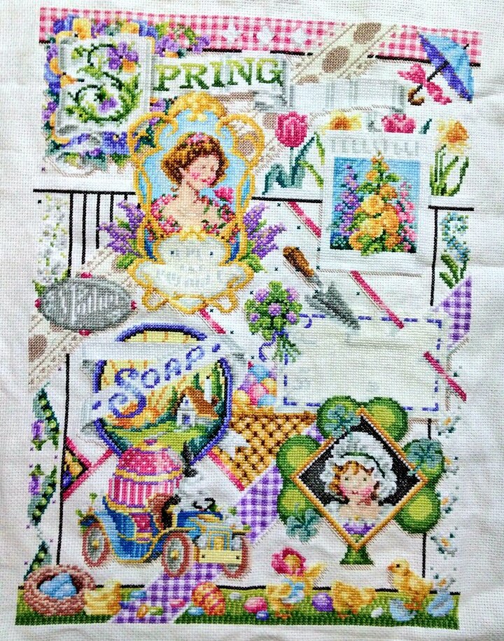shodo_reishun's tweet photo. janlyn「spring sampler」
いっ、今、完成しました‼
10ヶ月と1日かかりました。
右のは、クロスステッチ前です。
洗って、額の用意して、額装しよう。
#janlynn
#springsampler
#クロスステッチ https://t.co/jn7LXFdFLM