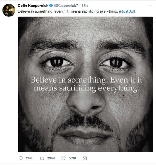 wokewashing's tweet photo. Is @Nike #wokewashing @Kaepernick7? Yes/No #soundoff https://t.co/UhjUG61wGQ