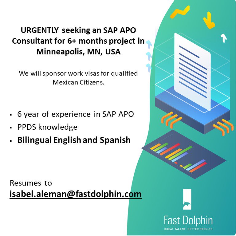 fastdolphin's tweet image. #SAPAPO #AdvancedPlanning&amp;amp;Optimizer #APO for a 6-month project in Minneapolis, MN, USA. English required #ITJob #IT Apply: ia@fastdolphin.com