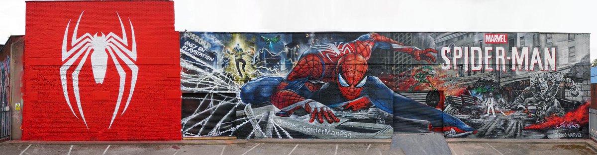 PlayStationUK's tweet photo. Fact: there's more giant Spider-Man graffiti art in Birmingham than the whole of the UK. #SpiderManPS4 https://t.co/fJavlC0YPI