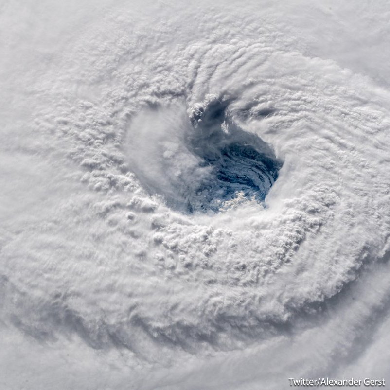 ABC's tweet photo. "We could only capture her with a super wide-angle lens." Massive Hurricane #Florence seen from the International Space Station: https://t.co/9jhcrA9Vj7 https://t.co/g2t8hyzZz1
