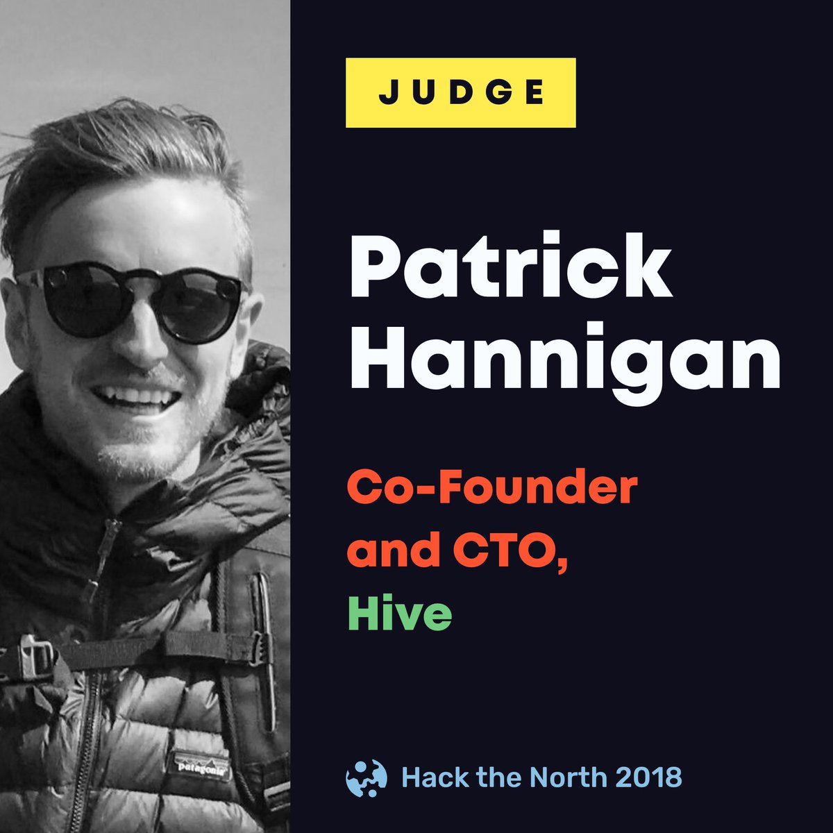 HackTheNorth's tweet photo. We’re thrilled to have @patrickhannigan, Co-Founder and CTO of @hivealive, a platform where artists and celebrities can collect data from fans! https://t.co/VQeHxV8LbK