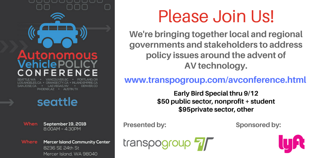 ryanthomsnyder1's tweet photo. CM credits for AICP just confirmed. Today's the last day to save $30 - $50 on registration! Autonomous Vehicle Policy Seattle. Full agenda + register easily online: https://t.co/RiuoNXaf6X … … #AutonomousVehicles #driverlesscars cc: @TranspoGroup https://t.co/sU5tgTZ5dz