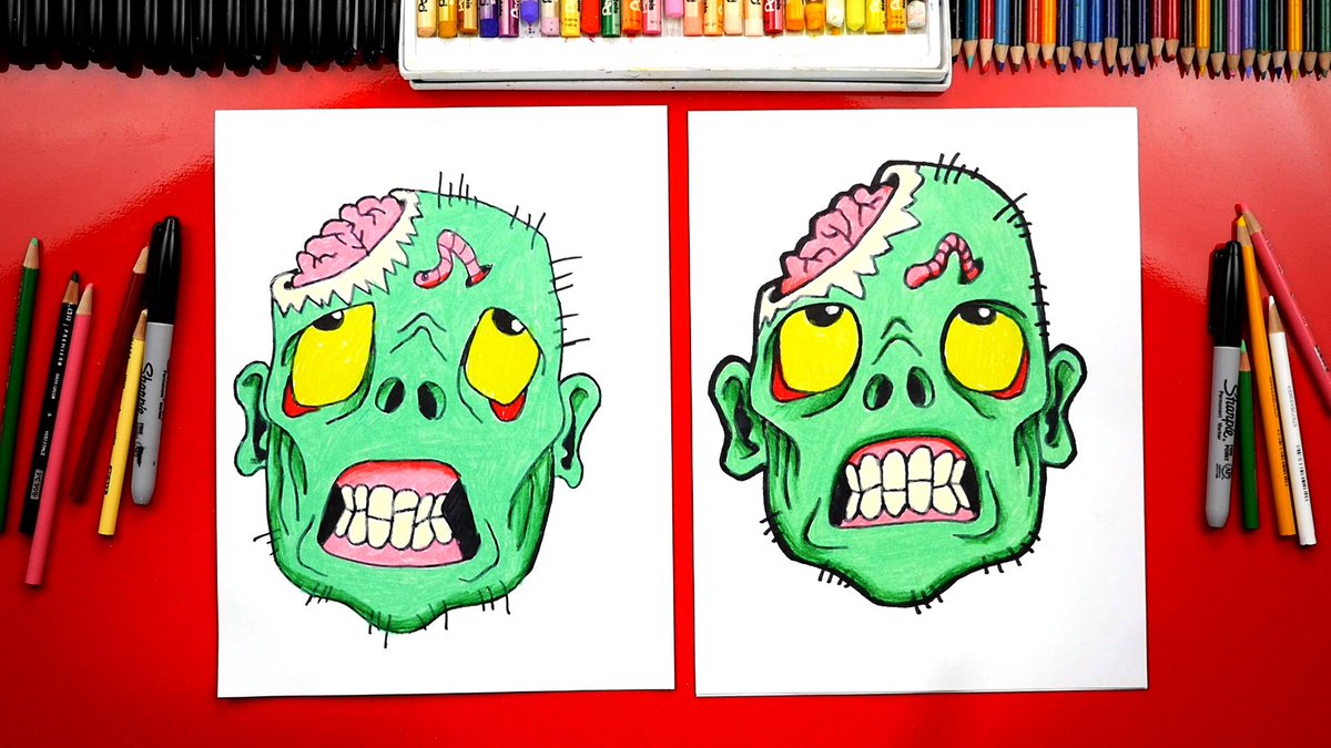 Art For Kids Hub On Twitter Draw A Scary Zombie Head For