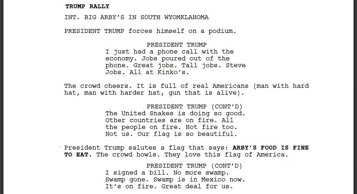 Keaton Patti on Twitter: "I forced a bot to over 1,000 hours of Trump and then asked it to write a Trump rally of its own. Here is the first