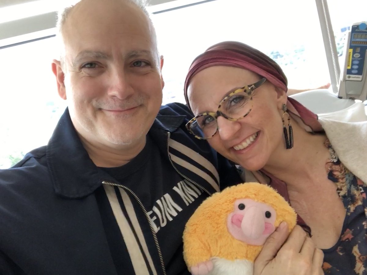 42. Cancer selfies. Nancy’s doing well. About a month left in the chemical part of this process.