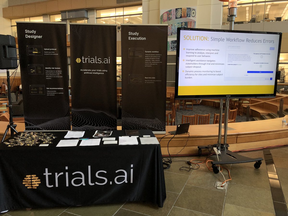 walpolet's tweet photo. Setting up for #emtech @pfizer #trialsai @trialsAI we're right by the food - woohoo! https://t.co/MmLRtA2xCn