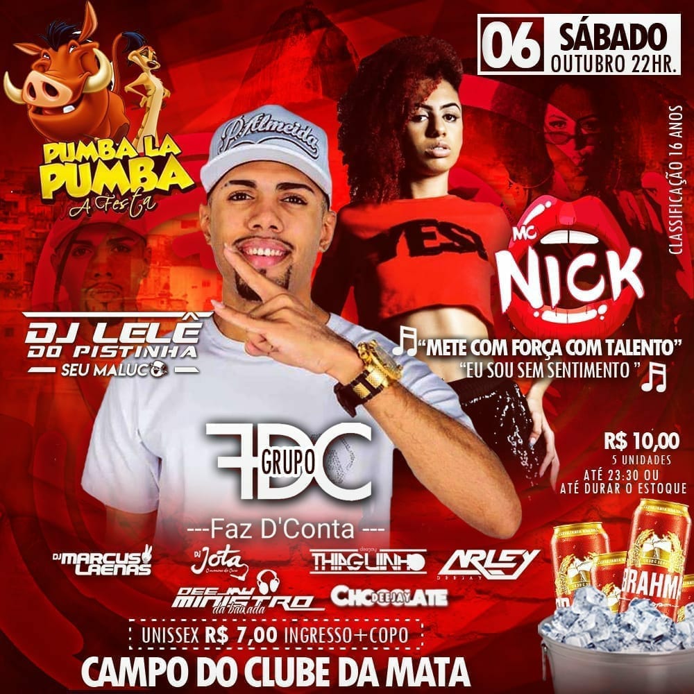 luismarcardozo's tweet photo. DE I X A EU VAC I L A R  - A FESTA
🛑🛑🛑🛑🛑🛑🛑🛑
2 9  /  S E T E M B R O 22H
S     Á    B     A     D    O
A R E N A  D O  G O L
(Bairro Botafogo - NI)
➖➖➖➖➖➖➖➖

P U M B A  L A  P U M B A- 06/OUT
💓M C  N I C K
🇨🇴DJ LELE DO PISTINHA

CAMPO DO CLUBE DA MATA 
(M.COUTO) https://t.co/MR48ewmVB5
