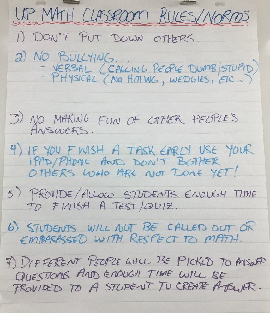 AgarMath's tweet photo. Students created additional classroom rules/norms to follow so all students feel welcome in class! #MDHSUP https://t.co/71T6QqMIXP