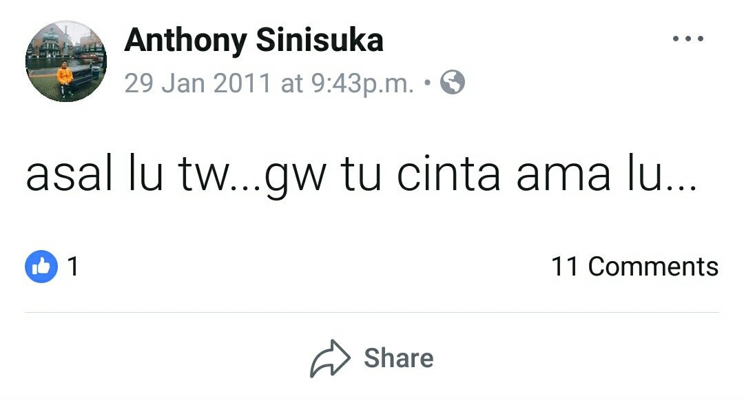 Status akun Facebook Anthony Sinisuka