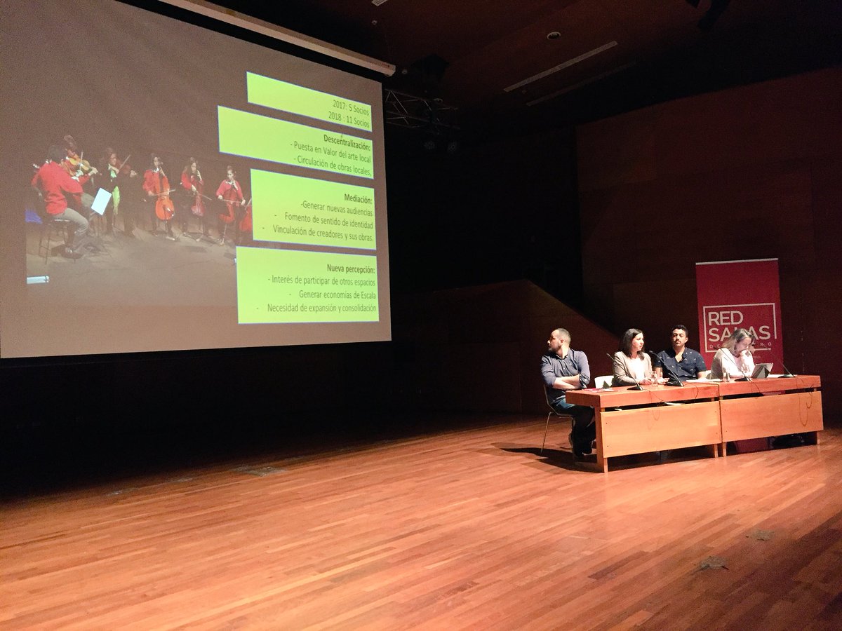 RedSalasTeatro's tweet photo. Ya estamos en el 2do panel de expositores #RedesRegionales del 2do #EncuentroNacionalTeatros en @centroGAM con María Luisa Velasco, presidenta de la #REDCCM Trinidad Urmeneta, directora de #SurEscena e Ignacio Díaz, coordinador general del #CorredorSurDanzaContemporánea https://t.co/whb01UrQx1