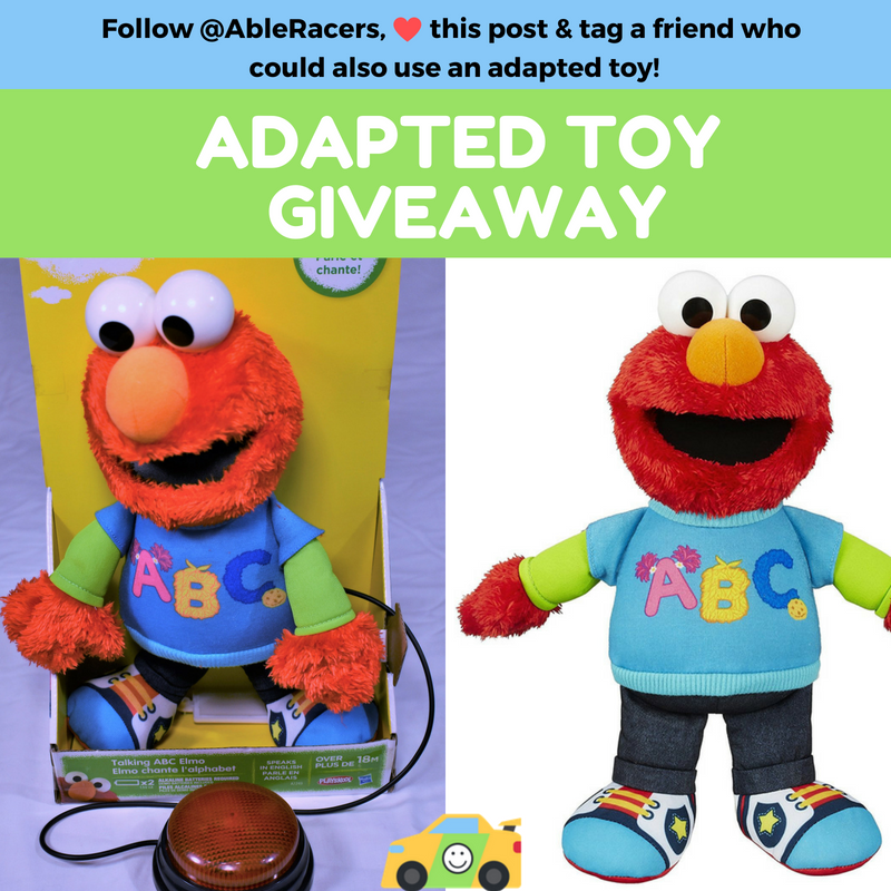 AbleRacers's tweet photo. Today's #Giveaway: #Adapted Sesame Street Talking ABC Elmo! He sings the alphabet song and 14 fun phrases. Just plug in an AT switch and when it's activated #Elmo talks and sings the ABCs! Follow instructions in post to enter. Winners announced Friday! #AdaptedToys #Disabilities https://t.co/f1ToYQWNHS